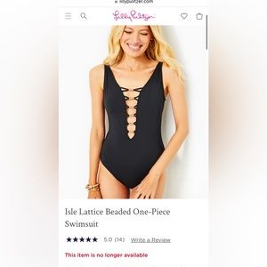 NWT Lilly Pulitzer Isle Lattice Beaded One Piece Swimsuit